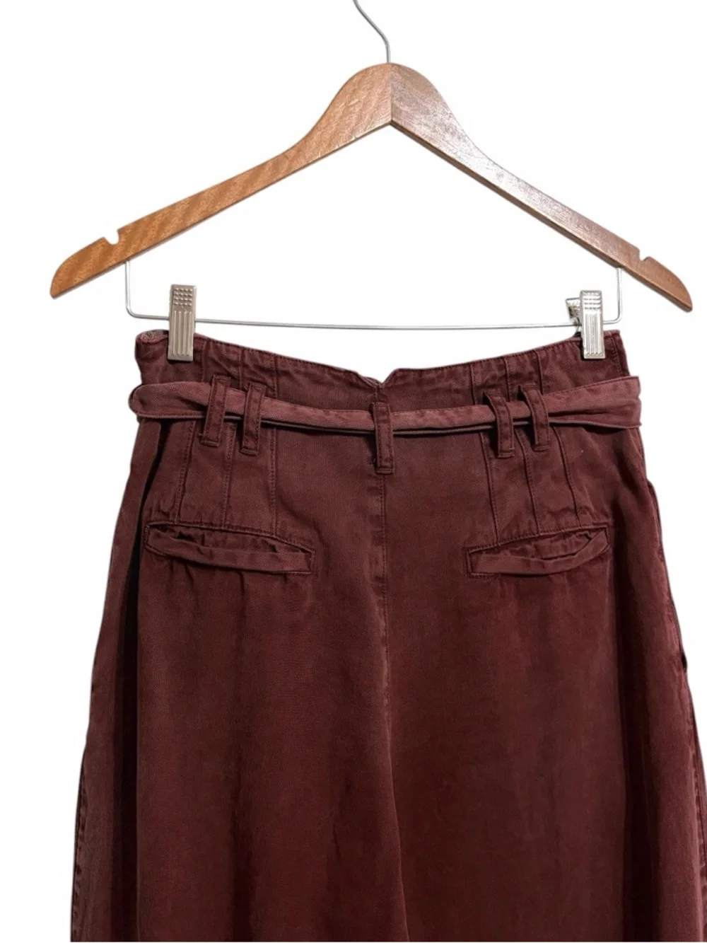 Free People Dwell On Dreams Wide Leg Trouser Pants Womens 6 Twill Boho Pleated - Picture 5 of 8